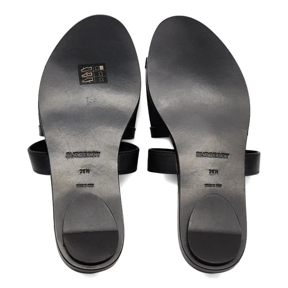 Burberry Honour Canvas and Leather Flat Sandals in Black $680 - Picture 7 of 8